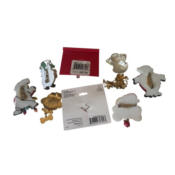 Mixed Lot of 9 Christmas Holiday Pins Santa, Dogs, Tree (READ) - Picture 2 of 6